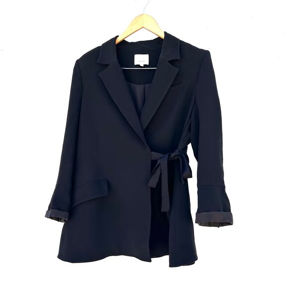 Cinq A Sept Wrap Tie Blazer Jacket Black Large 5 a 7 Business Work Formal Dressy - Picture 3 of 8